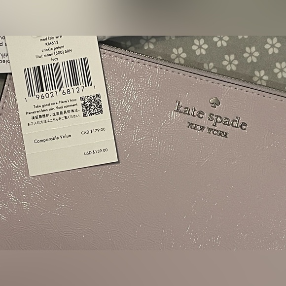 Kate Spade Zip Pouch Wristlet Lilac Moon card holder NWT in package - Picture 5 of 6